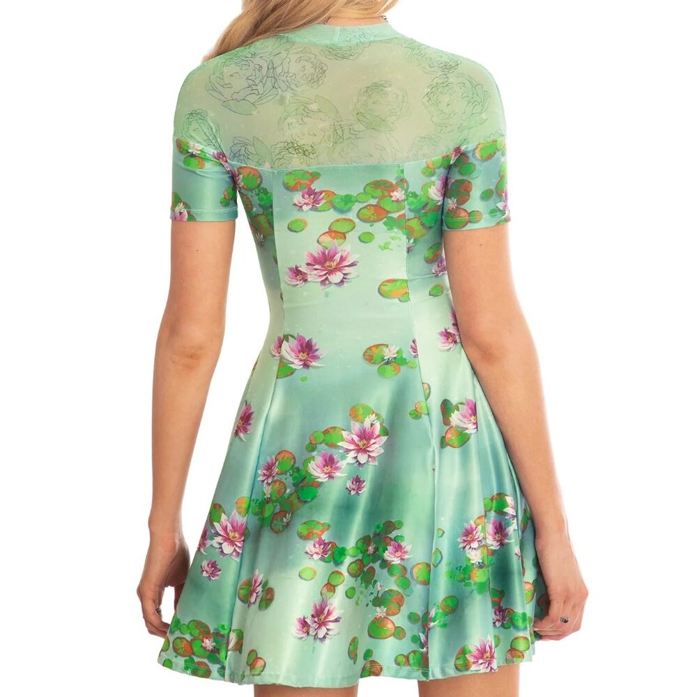 BlackMilk Sanity Check Sheer Splice Dress Fit Flare floral water lily zs S New - Picture 12 of 14